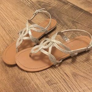 Sliver sandals.